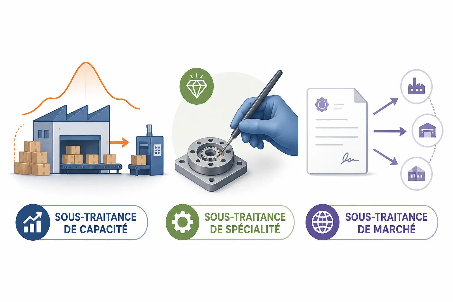 Quels sont les 3 types de sous-traitance ?
