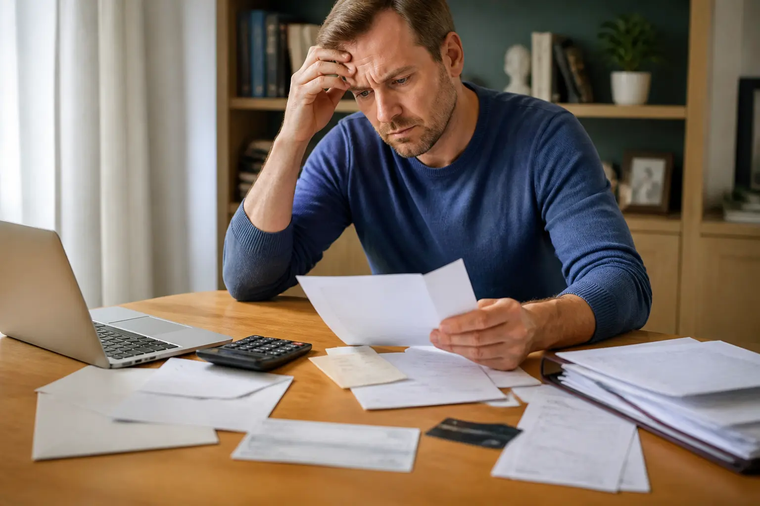 Don déductible des impôts sans justificatif : contribuable français vérifiant reçus, relevés et déclaration fiscale au bureau