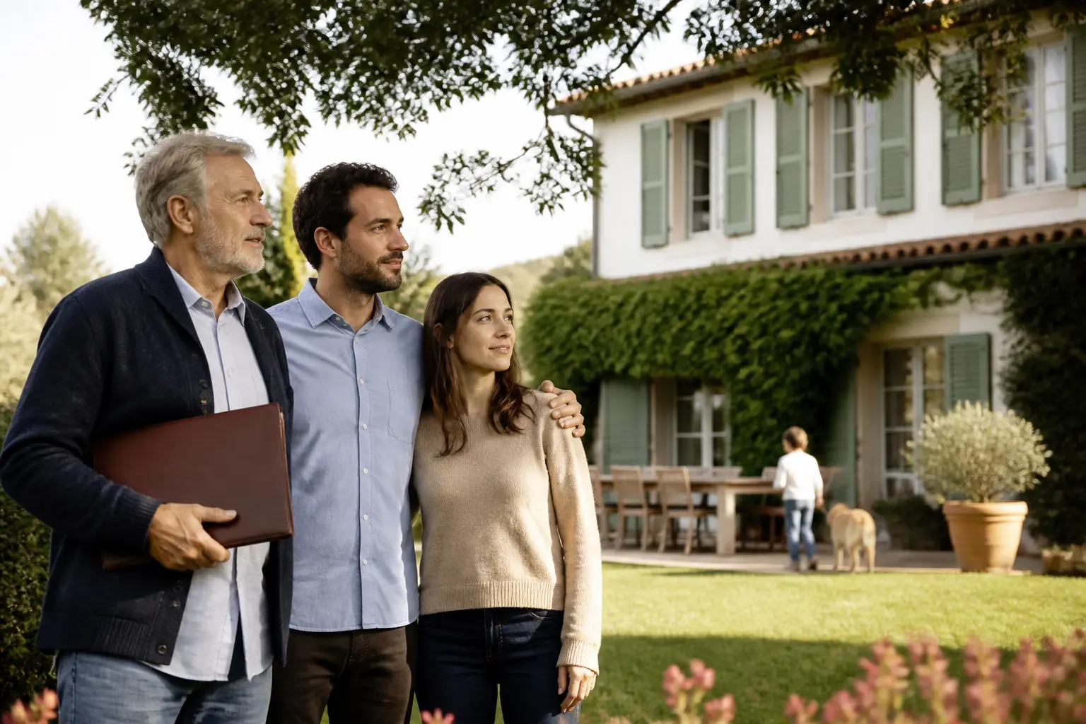 Donation de son vivant d'une maison avec usufruit : maison familiale, parent et enfants, dossier notarial discret, ambiance sereine