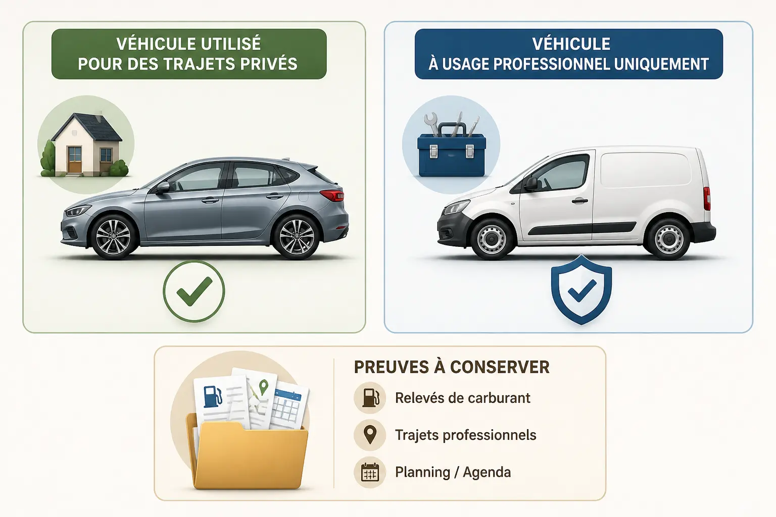 Comparaison de l’avantage en nature véhicule : voiture perso et véhicule de service avec justificatifs