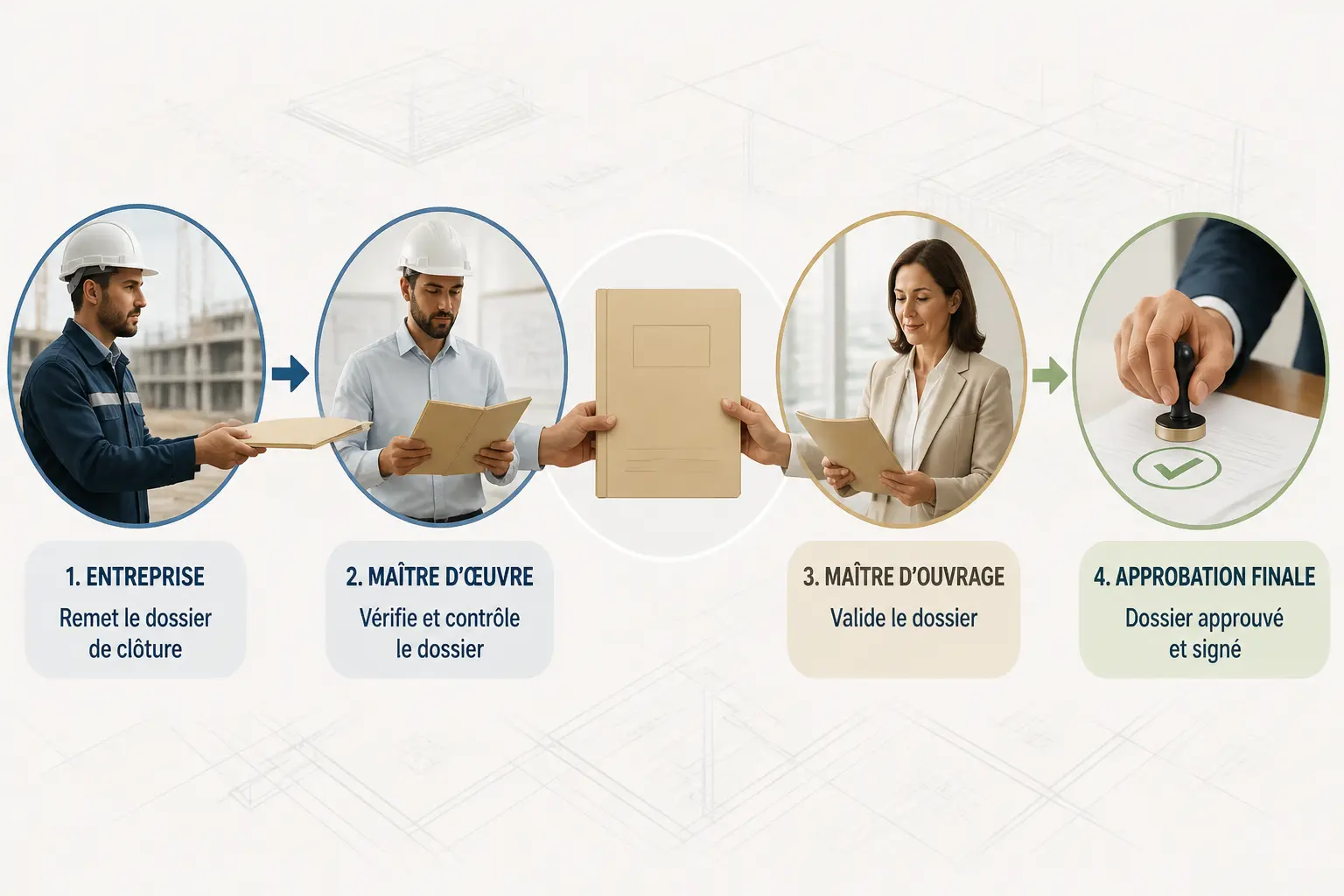 Qui prépare, contrôle et signe le document de clôture ?
