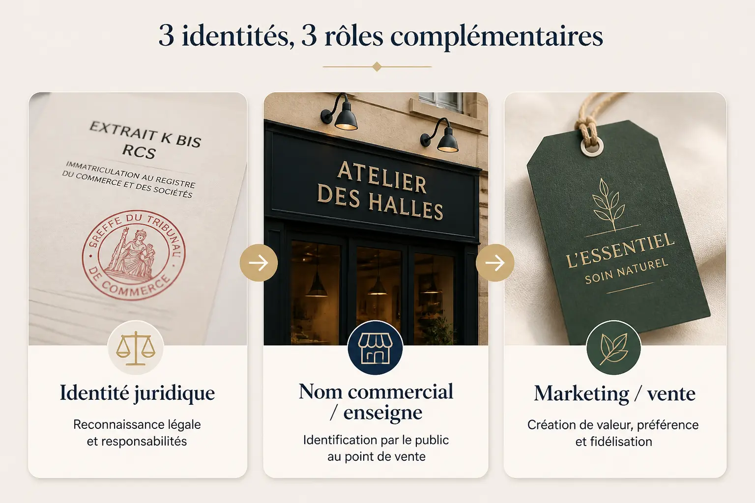 raison sociale c'est quoi : comparaison claire entre identité juridique, nom commercial et enseigne