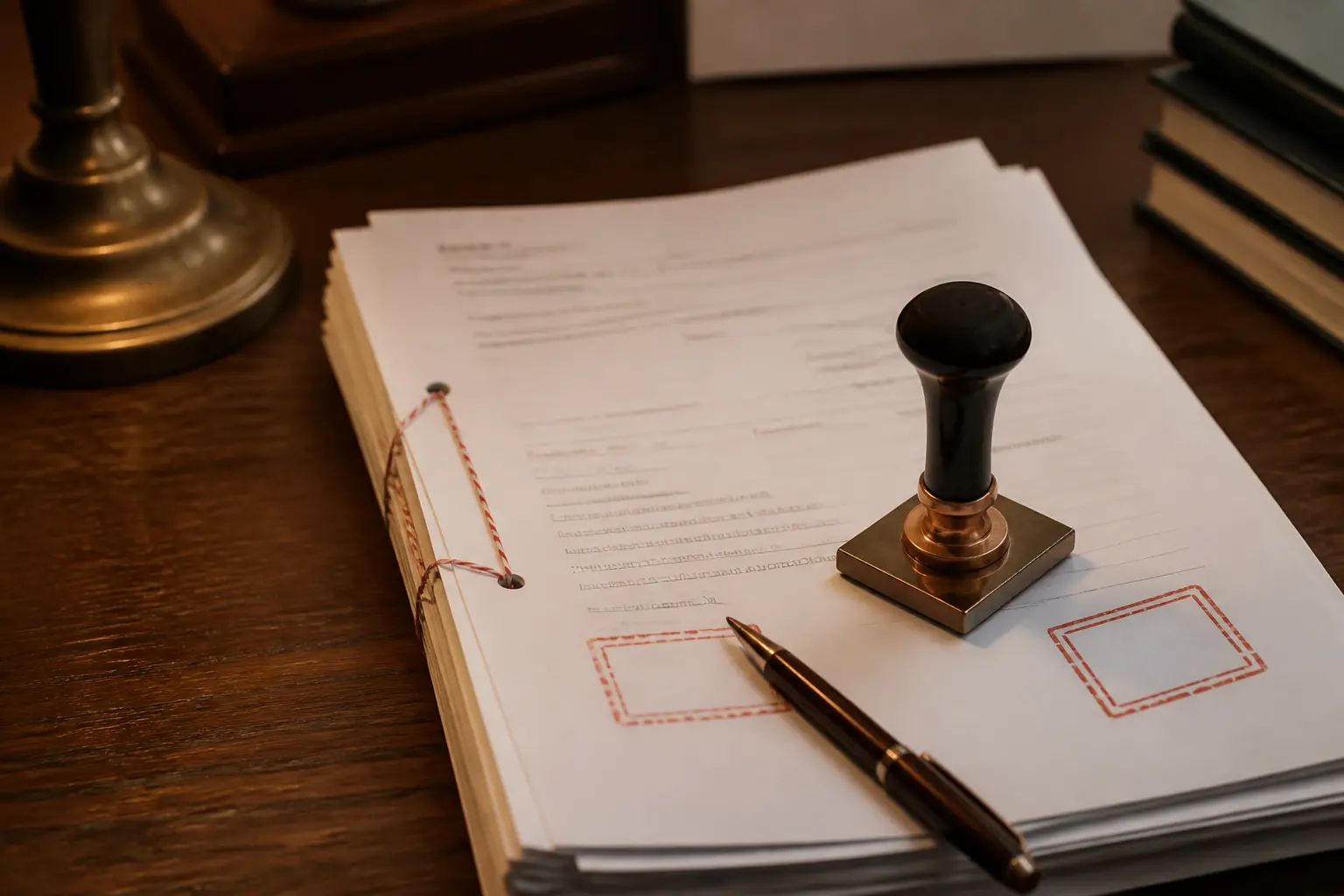 Après une liquidation judiciaire que se passe t-il : documents de liquidation tamponnés sur bureau en bois, bureau d’avocat