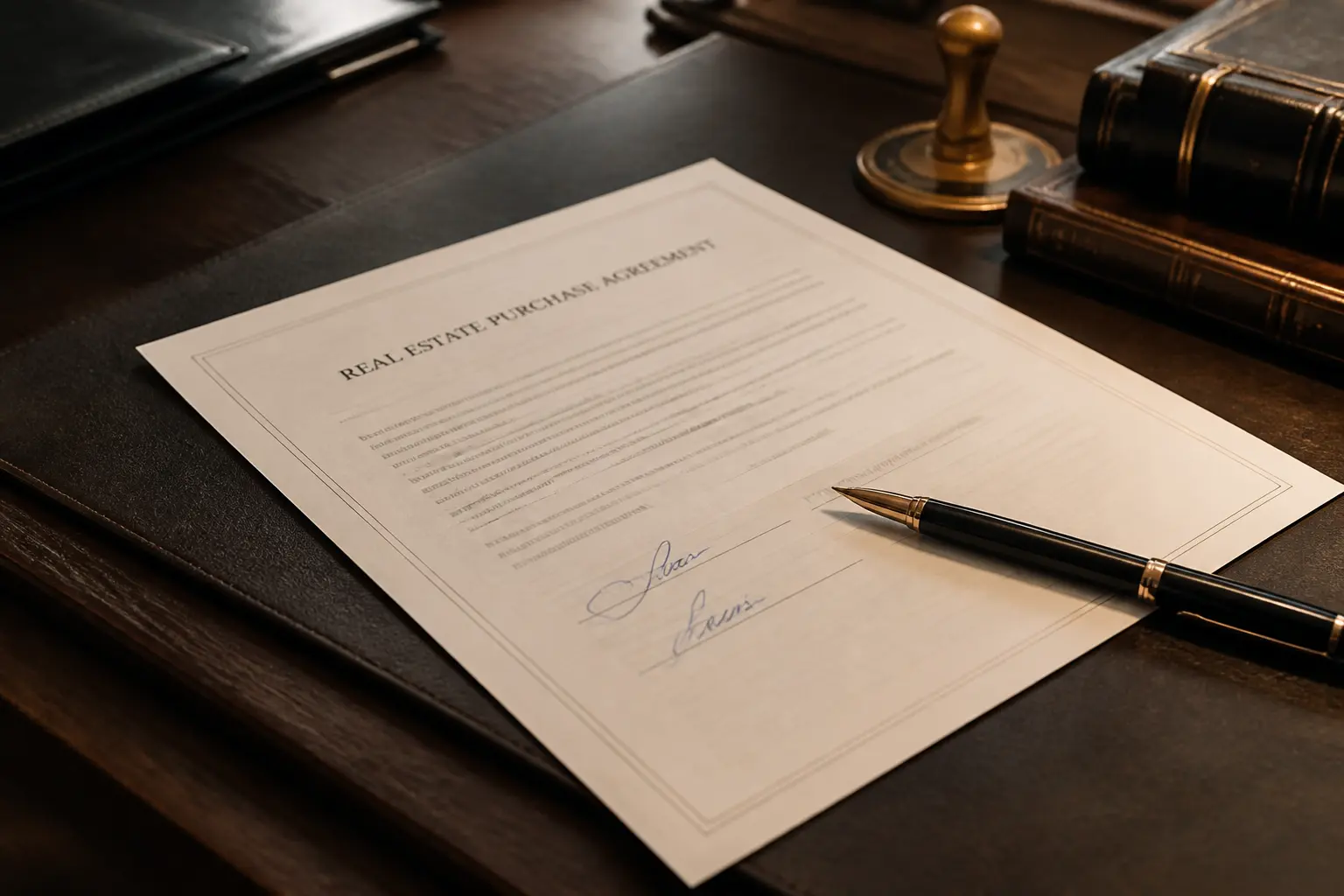 Compromis de vente signé sur bureau de notaire, illustrant le délai de rétractation compromis de vente